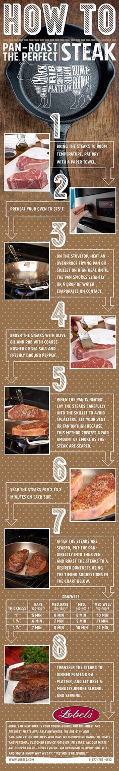 an info sheet describing how to cook steak