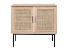 Light wood accent dining cabinet with sleek black metal legs and minimalist design. Lattice Door, Wood Accent Cabinet, Dining Cabinet, Patio Storage, Patio Bar Set, Cabinet Accessories, Wood Accent, Patio Sectional, Replacement Cushions