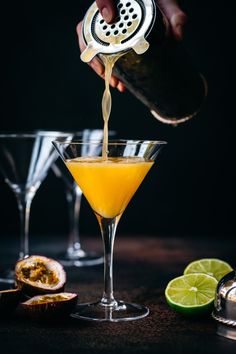 This Passion Fruit Martini has it all: sweet, tangy, refreshing and just SO good! It's quick and easy to make and perfect for anything from entertaining to Friday date night at home. Passion Fruit Martini, Fruit Martini, Brandy Recipe, Rosé Champagne, Martini Recipes Vodka, Pineapple Vodka, Crowded Kitchen, Date Night At Home, Martinis Drinks