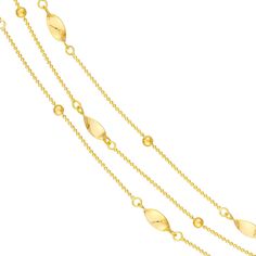 Discover the epitome of sophistication with the Layered Bead and Marquise Stations Necklace by Olas d'Oro. This exquisite piece is a fusion of art and elegance, designed to elevate your style and capture hearts wherever you go. Crafted in 14K yellow gold, this necklace boasts a captivating combination of layered beads and twisted marquise stations, creating a visual symphony that's both timeless and contemporary.This necklace is more than just an accessory; it's a celebration of fine craftsmansh Elegant Yellow Gold Necklaces With Polished Beads, Double Strand Yellow Gold Necklace For Wedding, Formal Double Strand Beaded Chain Necklaces, Formal Double Strand Beaded Chain Necklace, Yellow Gold Double Strand Beaded Necklace, Yellow Gold Double Strand Jewelry With Gold Beads, Double Strand Yellow Gold Jewelry With Beads, Yellow Gold Necklaces With Polished Beads For Weddings, Yellow Gold Wedding Necklaces With Polished Beads