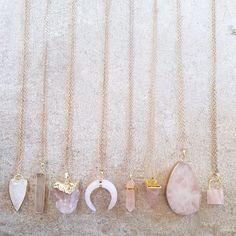 Rose Quartz Crystal Pendant Necklaces Necklace Length 25"-27" (Can be adjusted upon request) Chains come standard Gold or Silver Plated, to upgrade chains add one of the below to your cart in addition to your necklace of choice Upgrade to Gold-Filled Chain HERE Upgrade to Sterling Silver Chain HERE *** Stones A-H are all Rose Quartz Rose Quartz Healing Properties: Love, Romance, Compassion, Kindness, Self-Love, Healing, Peace, Friendship, Relationships Cristal Necklaces, Rose Quartz Accessories, Crystals Pendant, Wire Wrapped Stone Jewelry, Rose Quartz Healing, Crystals Necklace, Metal Stamped Jewelry, Rose Quartz Jewelry, Rose Gold Quartz