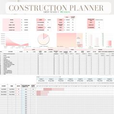 the construction planner is shown in pink and green