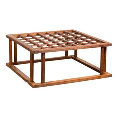 a wooden coffee table sitting on top of a white background