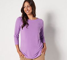 Cue the stock-up alert, 'cause you're going to want one of these essential Liquid Knit® tunics in every. single. color. We can see it now: draped over capris as you stroll sea-side shops, or tucked under a cardi during a crisp fall outing. This buttery-soft style has all the seasons on lock. With styling possibilities a-plenty and a chic bateau neckline for added "oomph," this must-have truly has it all. From Susan Graver. Spring Crew Neck Tops With Upf 50+, Casual Stretch Tops With Upf 50+, Relaxed Fit Long Sleeve Top With Upf 50+, Sea Side, Susan Graver, Bateau Neckline, Knit Tunic, Tunic Length, Soft Style