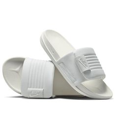 (WMNS) Nike Offcourt Adjust 'White/Gray' DV1033-001 Sporty White Slides For Sports, Modern White Slides For Spring, Comfortable White Nike Slides, Nike White Synthetic Slides, White Sporty Synthetic Slides, Nike, Grey, White, Quick Saves