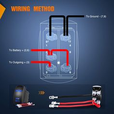 the wiring diagram for an electric vehicle is shown in red and blue, with two wires connected