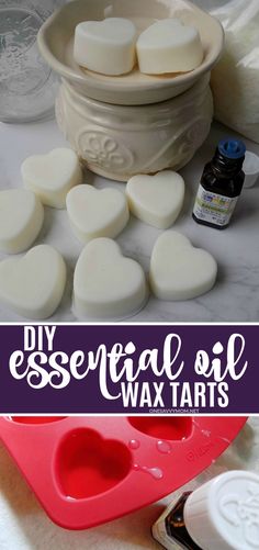 diy essential oil wax tarts with text overlay