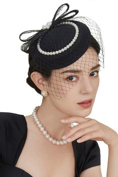 PRICES MAY VARY. Fascinator hat material: Polyester, pearls and veil. Size: This vintage style feather veil headband is free size with hair clip and fits all. This veil fascinator is beautifully decorated with derby hat and shining pearls, which add extra elegance and charming to your vintage look. Features: It is a timeless and elegant fascinator hat, beautifully decorated with pillbox hat, veil and pearls. Occasion: A great mesh net fascinator headband for wedding, tea party, funeral, Cocktail Fascinator With Veil, Women Tea Party, Veil Fascinator, 1940s Hats, Kentucky Derby Fascinator, Veiled Hats, Derby Hats Fascinators, Derby Fascinator, Black Fascinator