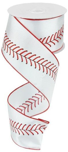 a baseball ribbon with red stitches on it