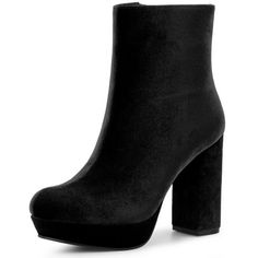 Allegra K Women's Round Toe Zip-Up Faux Velvet Block Heels Ankle Boots Black 10 Black Boots Small Heel, Winter Platform Boots With Reinforced Block Heel, Chunky Block Heel Platform Boots For Winter, Winter Chunky Platform Heeled Boots With Block Heel, Winter High Heel Platform Boots With Padded Heel, Fall Chunky Platform Heeled Boots With Block Heel, Fall Platform Boots With Padded Ankle And Block Heel, Winter Platform Boots With Padded Heel And High Heel, Winter Platform Boots With Padded Heel