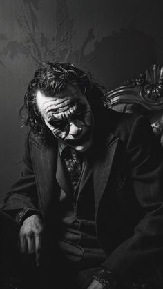 black and white photograph of the joker