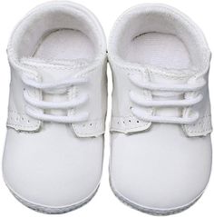 Little Things Mean a Lot Leather Crib Shoe White Leather Lace-up Shoes With Textured Sole, Classic White Lace-up Leather Shoes, White Lace-up Shoes With Brogue Detailing, White Lace-up Shoes With Stitched Sole, White Closed Toe Lace-up Shoes With Rubber Sole, White Lace-up Leather Shoes, Casual White Leather Shoes With Brogue Detailing, White Lace-up Leather Shoes With Stitched Sole, White Brogue Lace-up Shoes With Round Toe