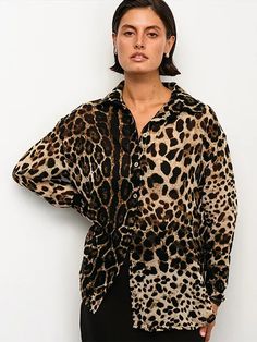 Women's Chic Leopard Print BlouseMeasurement In CMsizeSMLXL2XLbust[cm]106110114  shoulder[cm]495051  waist[cm]     length[cm]51.55252.5  sleeve length[cm]     Note: 1 inch=2.54 cm Size mearsured by ourselves ,so sometimes it has 1-3cm mistakes. Please check the size carefully before you buy ;if you are not sure about size,please contact us first .Thanks! Chic Blouses For Women, Winter Daywear Long Sleeve Blouse, Long Sleeve Blouse For Daywear In Fall, Long Sleeve Blouse For Fall Daywear, Oversized Leopard Print Top, Oversized Collar Blouse For Fall, Oversized Leopard Print Tops With Long Sleeves, Leopard Print Long Sleeve Top For Work, Smart Casual Work Outfit