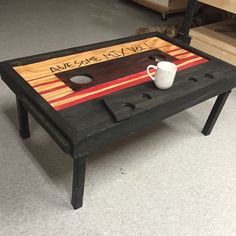 a coffee table with a game on it