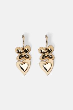 gold Gold Heart-shaped Flower Earrings, Elegant Flower-shaped Valentine's Day Earrings, Gold Flower-shaped Earrings For Valentine's Day, Gold Whimsical Flower-shaped Earrings, Glamorous Gold Flower-shaped Earrings, Free Post, Australian Fashion, Gold Drop Earrings, Flower Heart