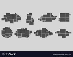 an abstract set of squares and rectangles in black on a gray backgroud