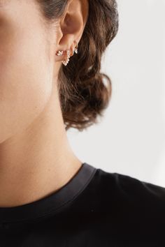 Rose gold Lotus 18-karat rose gold diamond earring | MARIA TASH | NET-A-PORTER Rose Gold 14k Gold Ear Cuff, Delicate Rose Gold Huggie Earrings, Delicate Single Cartilage Earring, Delicate Rose Gold Single Cartilage Earring, Elegant Single Rose Gold Piercing Earring, Rose Gold Single Ear Climber In 14k Gold, Single Rose Gold Ear Climber In 14k Gold, Elegant Rose Gold Huggie Piercings, White Gold Delicate Huggie Earrings