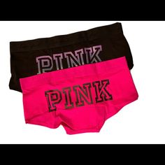 Pink Panties Hipsters Size M 2packs Sports Fitted Pink Boxer Briefs, Pink Sporty Stretch Boxer Briefs, Sporty Stretch Pink Boxer Briefs, Fitted Pink Cotton Boxer Briefs, Pink Boyshorts, Logo Hipster, Pink Victoria Secret, Cheeky Bikinis, Pink Print