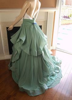 Sage wedding skirt, 2 piece green wedding gown Luxury Green Wedding Skirt, Green Tulle Evening Dress For Wedding, Fitted Evening Dress With Ruffled Skirt For Wedding, Wedding Gown With Attached Cancan For Prom Season, Gown With Attached Cancan For Wedding And Prom Season, Elegant Tiered Maxi Skirt For Weddings, Organza Wedding Gown With Attached Cancan, Green Tiered Skirt Dress For Wedding, Elegant Organza Skirt For Wedding