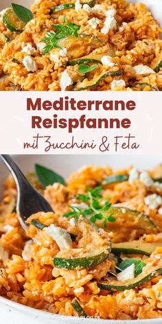 Diese einfache Reispfanne mit Zucchini und Feta ist lecker mediterran gewürzt und schnell zubereitet. Ein vegetarisches Rezept für den Sommer, das allen schmeckt. Healthy Veggie Recipes, Zucchini Feta, Fast Dinner, Veggie Snacks, Veggie Dinner, Fast Dinners, Food Goals, Easy Cooking, Veggie Recipes