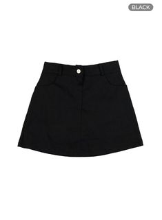 solid-cotton-mini-skirt-og409 / Black Black Solid Color Mini Skirt, Black Casual Mini Skirt With Button Closure, Solid Knee-length Mini Skirt With Pockets, Black Mini Skirt With Button Closure, Luxury Black Knee-length Mini Skirt, Cotton Mini Skirt, Casual Mini Dress, Bolero Sweater, Clean Fashion