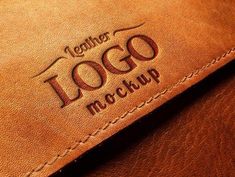 a brown leather case with the words logo on it