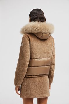 Beige Marne Teddy Short Down Jacket - Short Down Jackets for Women | Moncler US Beige Hooded Puffer Jacket With Detachable Hood, Luxury Hooded Jacket With Double-lined Hood, Brown Hooded Puffer Jacket With Padded Collar, Luxury Outerwear With Detachable Hood And Long Sleeves, Luxury Long Sleeve Outerwear With Detachable Hood, Luxury Winter Outerwear With Double-lined Hood, Luxury Hooded Outerwear With Drawstring, Luxury Outerwear With Drawstring Hood, Luxury Outerwear With Drawstring Hood And Long Sleeves