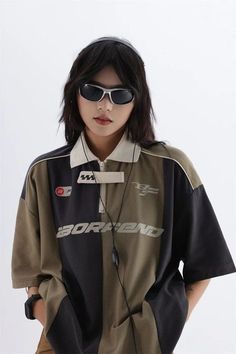 Clothing With Patches, Unique Jersey Design, Jersey Design Ideas, Striped Shirt Outfit, Sports Merch, Zip Up Polo, 90s Jersey, Sport Street Style, Jersey Ideas