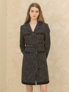 Editor's notesThis tweed dress features structured silhouette in mini length. It has belted waist and trimmed edges for a sophisticated style. - Tweed fabric- Structured silhouette- Belted waist- Mini length- Trimmed edgesMeasurements(in.)Size One Size(XS-M)- Length: 36.61 in - Shoulder: 14.96 in - Bust: 18.50 in - Waist: 18.11 in - Hem: 22.83 in - Sleeve: 23.62 in - Belt: 49.61 in * Model info: Height 5' 7 Bust 32 Waist 23 Hip 34.5Composition & Care- 80% Polyester, 20% Cotton / Trim: 100% Polyester / Lining: 100% Polyester - Dry CleaningDesigner- by CLET Tailored Tweed Dress For Work, Office Tweed Dress With Houndstooth Pattern, Black Tweed Dress For Winter Workwear, Houndstooth Tweed Dress For Work, Wool Tweed Knee-length Dress For Work, Knee-length Wool Tweed Dress For Work, Black Tweed Dress For Fall Workwear, Black Tweed Houndstooth Dress For Workwear, Black Houndstooth Tweed Dress For Work