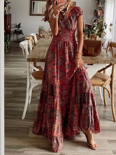 Faster shipping. Better service Boho Styl, Boho Mode, Paisley Maxi Dress, Stil Boho, Mode Boho, Sleeves Clothing, Maxi Robes, Weave Style, Styl Boho