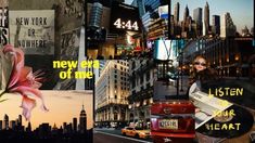 a collage of photos with the words new york city written on them