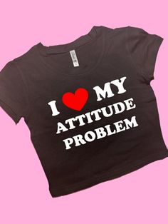 I Love My Attitude Problem SNUG FIT Crop Top | Crop Top | Graphic Top | Gift For Her | Y2K Baby Tee | Y2K crop top | Gift for friend Comfy Top to Lounge in! Actual item may be lighter/darker than pictured. M A T E R I A L S - SNUG FIT - 100% RING SPUN COTTON - Shoulder Taping S I Z I N G - Size chart is available on our listing photos. S H I P P I N G  &  P R O D U C T I O N  T I M E - Production Time is 5 Business Days. (May be delayed during the Holiday Season) - Shipping Time is 2-6 Business I Love My Attitude Problem, Attitude Problem, My Attitude, Y2k Crop Top, Graphic Crop Top, Y2k Era, Baby Tees Y2k, Y2k Baby Tee, Stylish Top