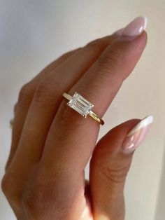 1 Piece Minimalist-Style S925 Silver Elongated Zirconia Ring For Women, Suitable For Parties, Daily Wear, Valentine's Gift Gold Glamorous   925 Sterling Silver     Fine Jewelry, size features are:Bust: ,Length: ,Sleeve Length: East West Engagement Ring, Birthday Gift Ring, Emerald Cut Moissanite, Emerald Engagement Ring Cut, Birthday Ring, Man Made Diamonds, Green Diamond