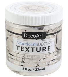 decoart american decor texture paint 8oz jar - white / silver, model 0107