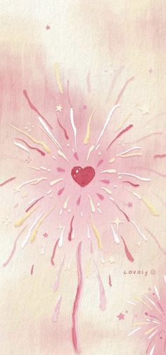 a painting of pink and yellow sprinkles with a heart in the center