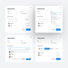 four screens showing the user's settings for their chatbott application, and how to set them up