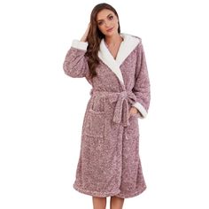 PRICES MAY VARY. ❤️【Skin-friendly Fabric】: Wrap yourself in luxury with our fleece women's robe. Made from polyester coral fleece, it offers a soft, cozy feel and a stylish dual-color effect. Perfect for fall and winter, it keeps you warm even on the coldest days. Experience ultimate comfort and warmth with our fuzzy robe. ❤️【Hooded & color clashing design】: Introducing our hooded bathrobe, featuring a blend of colors at the collar and cuffs. Its gentle yet impactful design strikes the perfect b Fuzzy Bathrobe, Warm Robe, Fuzzy Robe, Hooded Bathrobe, Winter Loungewear, Soft Robes, Hooded Robe, Women's Robe, Color Effect