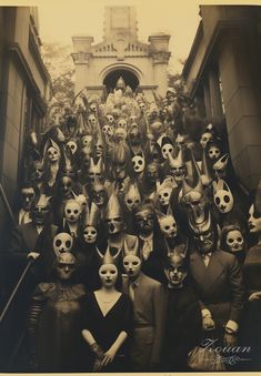 a group of people with masks on their faces