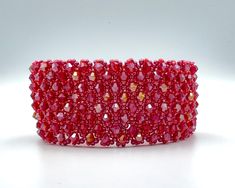 Red crystal bracelet Wide bracelet for women Beaded bracelet Sparkly bracelet Seed bead cuff bracelet Mothers day Jewelry gift Red Crystal Bracelet For Gift, Red Crystal Bracelet Gift, Crystal Beaded Bracelets With Sparkling Stones For Gifts, Faceted Beads Crystal Bangle Bracelet Gift, Elegant Red Beaded Bangle Bracelet, Red Jubilee Bracelets For Parties, Red Jubilee Bracelet For Party, Red Crystal Beaded Bracelets, Elegant Red Beaded Bracelets With Spacer Beads