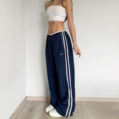 vinted adidas track pants on Depop 👍 https://depop.app.link/cuWn185vnyb Low Waisted Track Pants, Dark Blue Track Pants Outfit, Nike Navy Track Pants, Adidas Vintage Track Pants, Oversized Track Pants Outfit, 90s Track Pants Outfit, Adidas Track Pants Outfit Y2k, Navy Adidas Pants Outfit, Y2k Adidas Pants