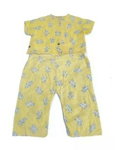 VTG Baby Toddler 2-Pc set. Snap front shirt with matching pants that can be attached to shirt via snap. No size is listed. Wash n Ready brand that "needs no ironing". Laying flat unstretched measurements: top: shoulder seam to shoulder seam: 11 1/2", armpit to armpit: 12 1/2" and armpit to bottom: 5 1/4". Pants: waist: 12 1/2", front rise: 8 1/2", inseam: 8", and bottom opening: 6 1/4". Stain on front right leg that is rust colored. Shipped with USPS First Class Package. Retro Fitted Cotton Sets, Yellow Cotton Set For Daywear, Vintage Cotton Sets For Daywear, Retro Cotton Sets With Short Sleeves, Retro Cotton Short Sleeve Sets, Vintage Summer Daywear Sets, Unisex Clothes, Matching Pants, Rust Color