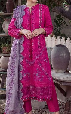 Marjjan Hot Pink Lawn Suit | Pakistani Lawn Suits Farida Hasan, Exclusive Gowns, Suits Online Shopping, Pakistani Lawn Suits, Salwar Kamiz, Chiffon Collection, Work Suits, Casual Wedding Dress, Lawn Suits