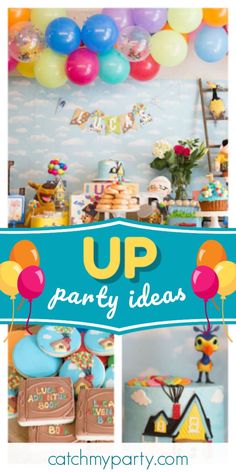 an up party with balloons and decorations