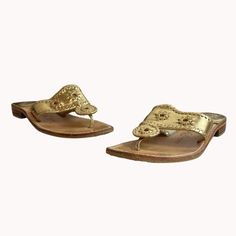 Step out in style with these Jack Rogers Women's Gold Hamptons Flat Sandals in size 9W. Made from quality leather and synthetic materials, these sandals are perfect for any casual or dressy occasion. They are in excellent used conditions with no scuffs, scratches, or stains. Please refer to the pictures for details. * Brand: Jack Rogers * Color: Gold * Size: 9W * Style: Sandals * Gender: Women's * Material: Leather, Synthetic Features: * Sandals Size: Womens 9 Condition: Pre-Owned Good Excellent Synthetic Materials, Jack Rogers, Flat Sandals, Women's Shoes Sandals, The Hamptons, In Style, Womens Sandals, Shoes Sandals, Women Shoes