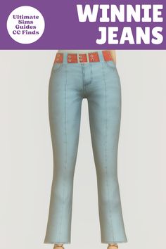 The Winnie Jeans are a really cute pair of cc jeans for #TheSims4 these jeans are fun with an eyelet belt and a cool line detail down the front