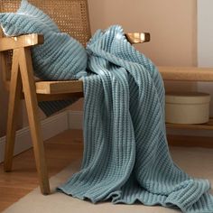 Bring the warmth of cozy comfort into your kid's bedroom with this soft Rib Stitch Knitting, Cream Throw Blanket, Guest Room Bed, Blue Throw Blanket, Blue Earth, Yellow Coffee, Knit Throw, Blue Throws, Knit Throw Blanket