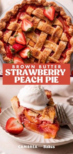 two different types of pies with strawberries on top