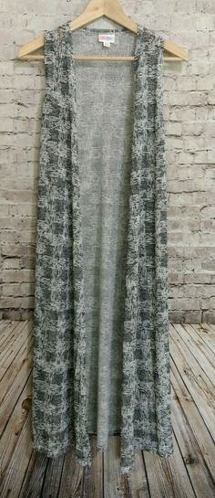 LuLaRoe Joy Long Duster Cardigan Sleeveless Gray/White XS 42.5" long 21.5" side slit Thanks for looking Cardigan Sleeveless, Long Duster Cardigan, Long Duster, Duster Cardigan, Gray White, Grey, White