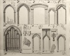 an old architectural drawing shows the various arches and doorways in different stages of construction