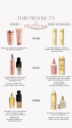 Best Hair Products For Frizzy Hair, Smooth Hair Products, Anti Frizz Hair Tips, Essential Hair Products, Hair Products For Frizzy Hair, Anti Frizz Hair Products, Good Hair Products, Frizzy Hair Products, Products For Healthy Hair